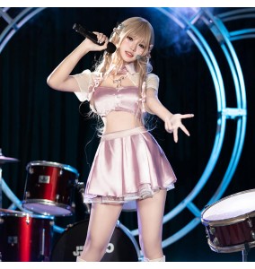 FEE ET MOI - KPOP Girl Group Crop Top Performance Set (Pink - White)